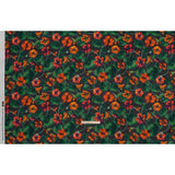 Polyester Crepe-Back Satin - Dark Green and Orange Flowers and Lily Pads - Mood Exclusive Climbing Crocus Print