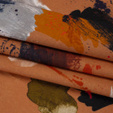 Linen and Rayon Woven - Burnt Orange and Black Abstract Brushstrokes - Mood Exclusive Pigment Playground Print