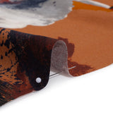 Linen and Rayon Woven - Burnt Orange and Black Abstract Brushstrokes - Mood Exclusive Pigment Playground Print