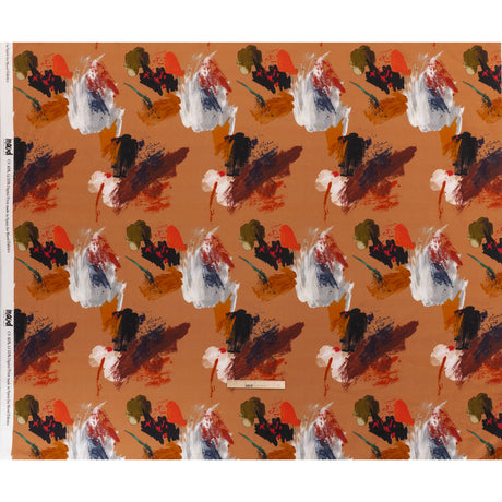 Linen and Rayon Woven - Burnt Orange and Black Abstract Brushstrokes - Mood Exclusive Pigment Playground Print