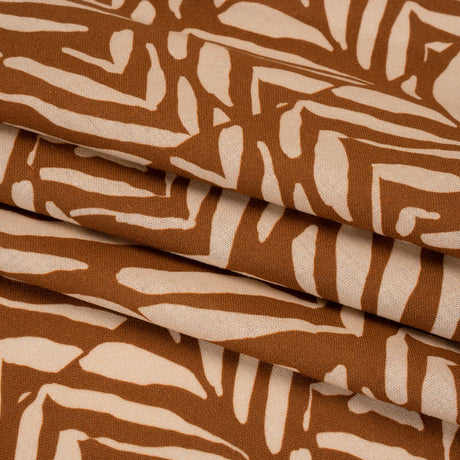 Linen and Rayon Woven - Brown and Beige Animal Stripe Blocks - Mood Exclusive Natural Notions Print