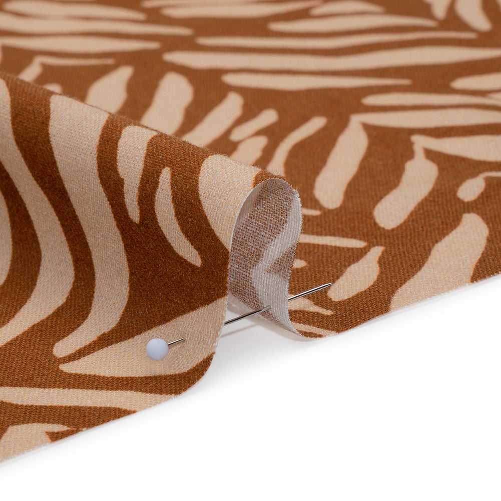 Linen and Rayon Woven - Brown and Beige Animal Stripe Blocks - Mood Exclusive Natural Notions Print