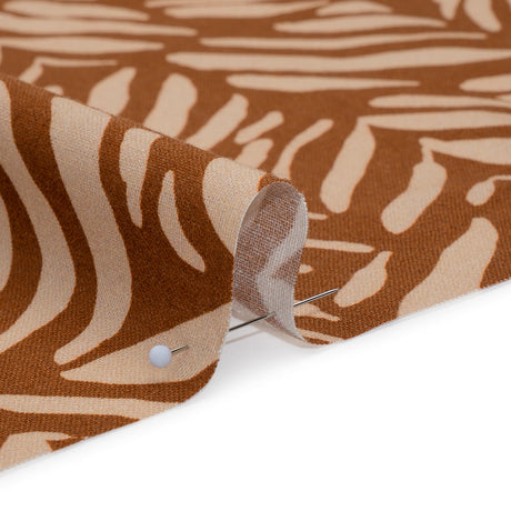 Linen and Rayon Woven - Brown and Beige Animal Stripe Blocks - Mood Exclusive Natural Notions Print
