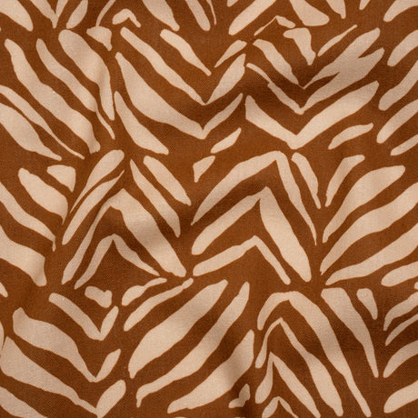 Linen and Rayon Woven - Brown and Beige Animal Stripe Blocks - Mood Exclusive Natural Notions Print