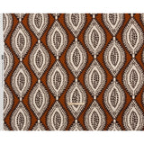Linen and Rayon Woven - Burnt Orange, Brown and Cream Leafy Ogees - Mood Exclusive Lazy River Print