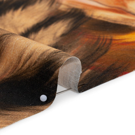 Linen and Rayon Woven - Orange, Goldenrod and Brown Feathers - Mood Exclusive Phoenix Feathers Print