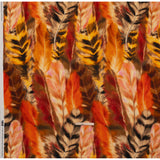 Linen and Rayon Woven - Orange, Goldenrod and Brown Feathers - Mood Exclusive Phoenix Feathers Print