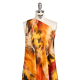 Linen and Rayon Woven - Orange, Goldenrod and Brown Feathers - Mood Exclusive Phoenix Feathers Print