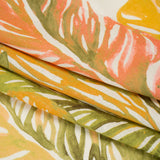 Linen and Rayon Woven - Green and Peach Tropical Leaves - Mood Exclusive Monsterosa Print