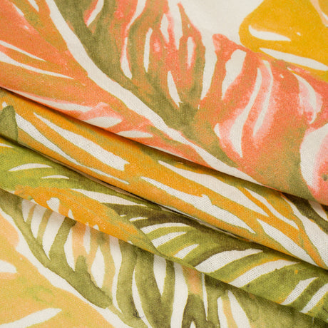 Linen and Rayon Woven - Green and Peach Tropical Leaves - Mood Exclusive Monsterosa Print