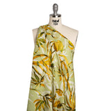 Linen and Rayon Woven - Matcha Green and Yellow Overlapping Leaves - Mood Exclusive Vine Vista Print