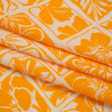 Linen and Rayon Woven - Sunshine Yellow and Cream Leaf and Flower Blocks - Mood Exclusive Terrarium Tendrils Print