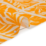 Linen and Rayon Woven - Sunshine Yellow and Cream Leaf and Flower Blocks - Mood Exclusive Terrarium Tendrils Print