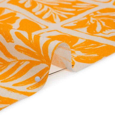 Linen and Rayon Woven - Sunshine Yellow and Cream Leaf and Flower Blocks - Mood Exclusive Terrarium Tendrils Print