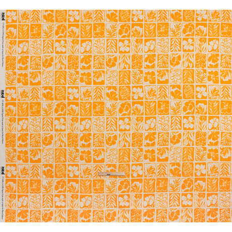 Linen and Rayon Woven - Sunshine Yellow and Cream Leaf and Flower Blocks - Mood Exclusive Terrarium Tendrils Print