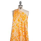 Linen and Rayon Woven - Sunshine Yellow and Cream Leaf and Flower Blocks - Mood Exclusive Terrarium Tendrils Print