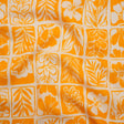 Linen and Rayon Woven - Sunshine Yellow and Cream Leaf and Flower Blocks - Mood Exclusive Terrarium Tendrils Print