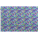 Peached Polyester Twill - Pink, Ultramarine and Lime Green Painted Flowers - Mood Exclusive Painted Posies Print