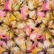 Peached Polyester Twill - Pink, Yellow and Black Watercolor Hibiscus - Mood Exclusive Hibiscus Haze Print