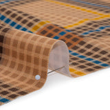 Peached Polyester Twill - Brown, Blue and Yellow Plaid - Mood Exclusive Plot Point Print
