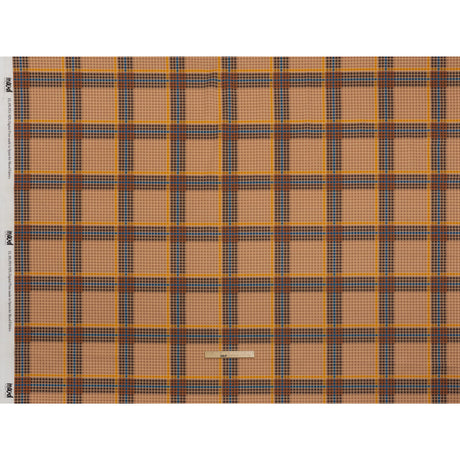 Peached Polyester Twill - Brown, Blue and Yellow Plaid - Mood Exclusive Plot Point Print