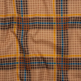 Peached Polyester Twill - Brown, Blue and Yellow Plaid - Mood Exclusive Plot Point Print