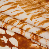 Peached Polyester Twill Panel - Burnt Orange and Cream Tie Dye Ovals - Mood Exclusive Golden Hour Groove Print