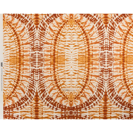 Peached Polyester Twill Panel - Burnt Orange and Cream Tie Dye Ovals - Mood Exclusive Golden Hour Groove Print