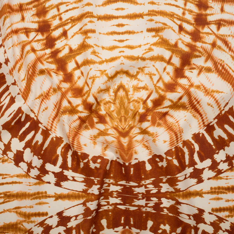 Peached Polyester Twill Panel - Burnt Orange and Cream Tie Dye Ovals - Mood Exclusive Golden Hour Groove Print