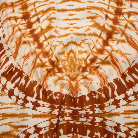 Peached Polyester Twill Panel - Burnt Orange and Cream Tie Dye Ovals - Mood Exclusive Golden Hour Groove Print