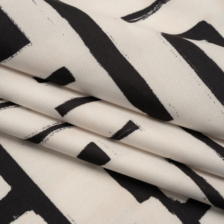 Peached Polyester Twill - Black and White Geometric Painting - Mood Exclusive Mobius Maze Print