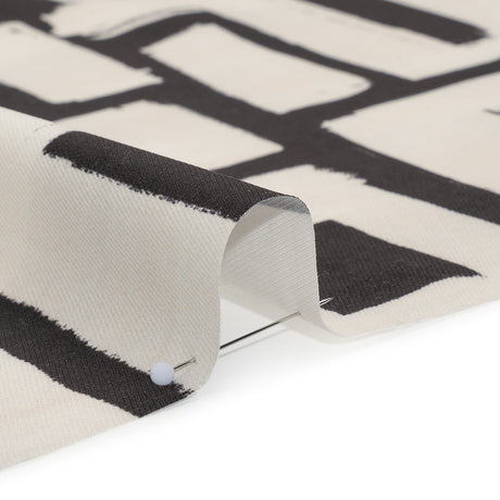 Peached Polyester Twill - Black and White Geometric Painting - Mood Exclusive Mobius Maze Print