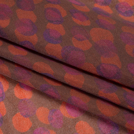 Viscose and Polyester Crepe Organza - Brown, Orange and Purple Overlapping Polka Dots - Mood Exclusive Confetti Kaleidoscope Print