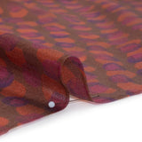 Viscose and Polyester Crepe Organza - Brown, Orange and Purple Overlapping Polka Dots - Mood Exclusive Confetti Kaleidoscope Print