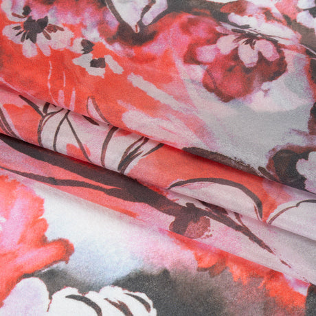 Viscose and Polyester Crepe Organza - Scarlet Red and Black Dreamy Florals - Mood Exclusive Dream Weaver Print