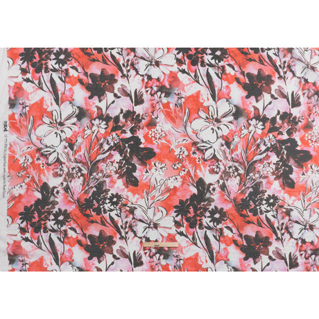 Viscose and Polyester Crepe Organza - Scarlet Red and Black Dreamy Florals - Mood Exclusive Dream Weaver Print