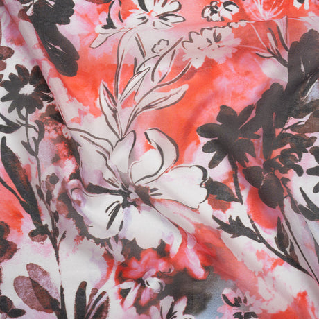 Viscose and Polyester Crepe Organza - Scarlet Red and Black Dreamy Florals - Mood Exclusive Dream Weaver Print