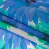 Viscose and Polyester Crepe Organza - Turquoise, Blue and Green Floral - Mood Exclusive Ultraviolets Print