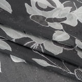 Viscose and Polyester Crepe Organza - Charcoal and Silver Roses - Mood Exclusive Sweet Morning Fog Print