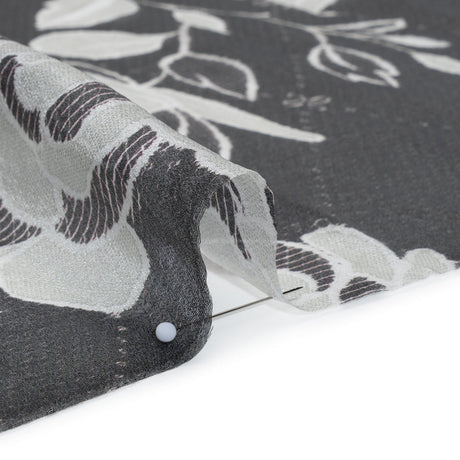 Viscose and Polyester Crepe Organza - Charcoal and Silver Roses - Mood Exclusive Sweet Morning Fog Print