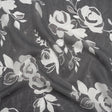 Viscose and Polyester Crepe Organza - Charcoal and Silver Roses - Mood Exclusive Sweet Morning Fog Print