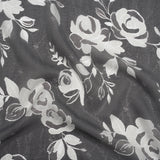 Viscose and Polyester Crepe Organza - Charcoal and Silver Roses - Mood Exclusive Sweet Morning Fog Print