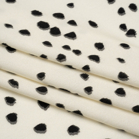 Viscose Crepe - Cream and Black Shadowed Spots - Mood Exclusive Peppered Paws Print