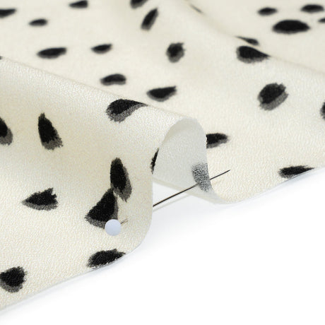 Viscose Crepe - Cream and Black Shadowed Spots - Mood Exclusive Peppered Paws Print