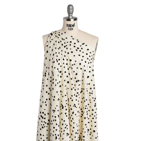 Viscose Crepe - Cream and Black Shadowed Spots - Mood Exclusive Peppered Paws Print