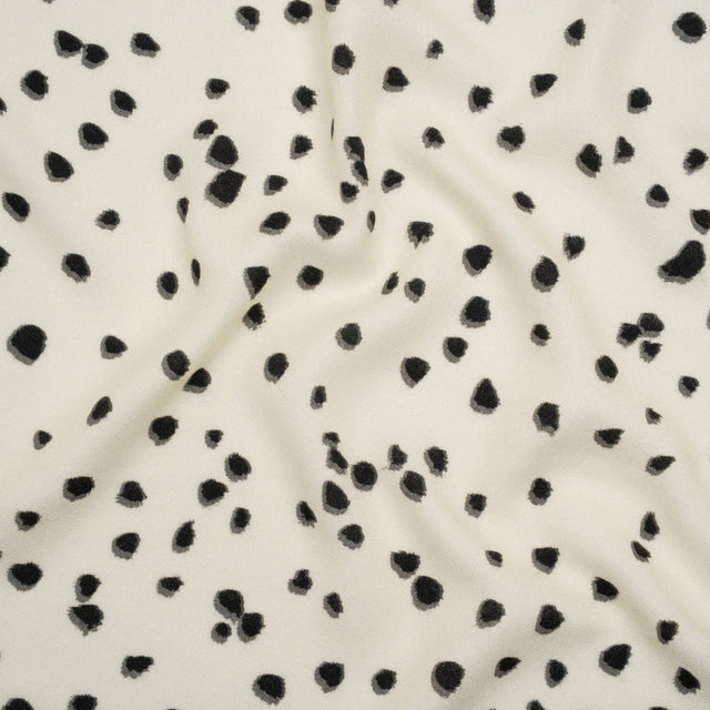 Viscose Crepe - Cream and Black Shadowed Spots - Mood Exclusive Peppered Paws Print