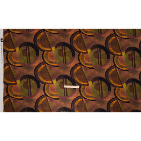 Viscose Crepe - Brown, Dark Red and Olive Green Soft Geometrics - Mood Exclusive Orphic Orbits Print