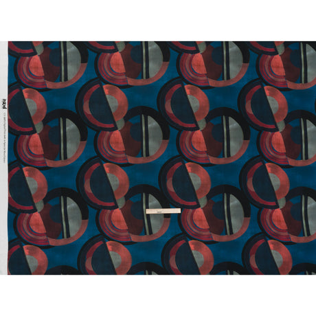 Viscose Crepe - Berry Red, Deep Blue and Navy Soft Geometrics - Mood Exclusive Orphic Orbits Print