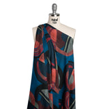 Viscose Crepe - Berry Red, Deep Blue and Navy Soft Geometrics - Mood Exclusive Orphic Orbits Print