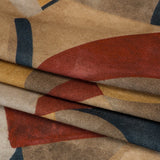 Viscose Crepe - Beige, Red and Blue Abstract Shapes - Mood Exclusive Drifting Intentions Print